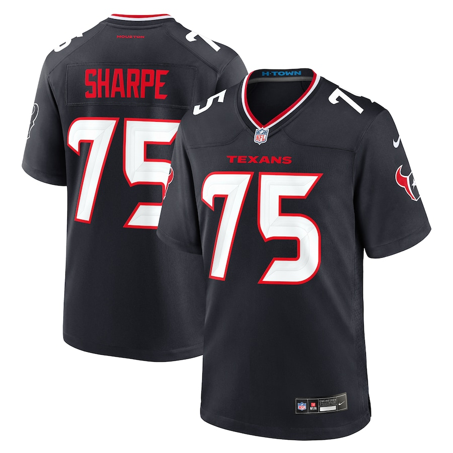 Men's Houston Texans David Sharpe #75 Navy Team Jersey
